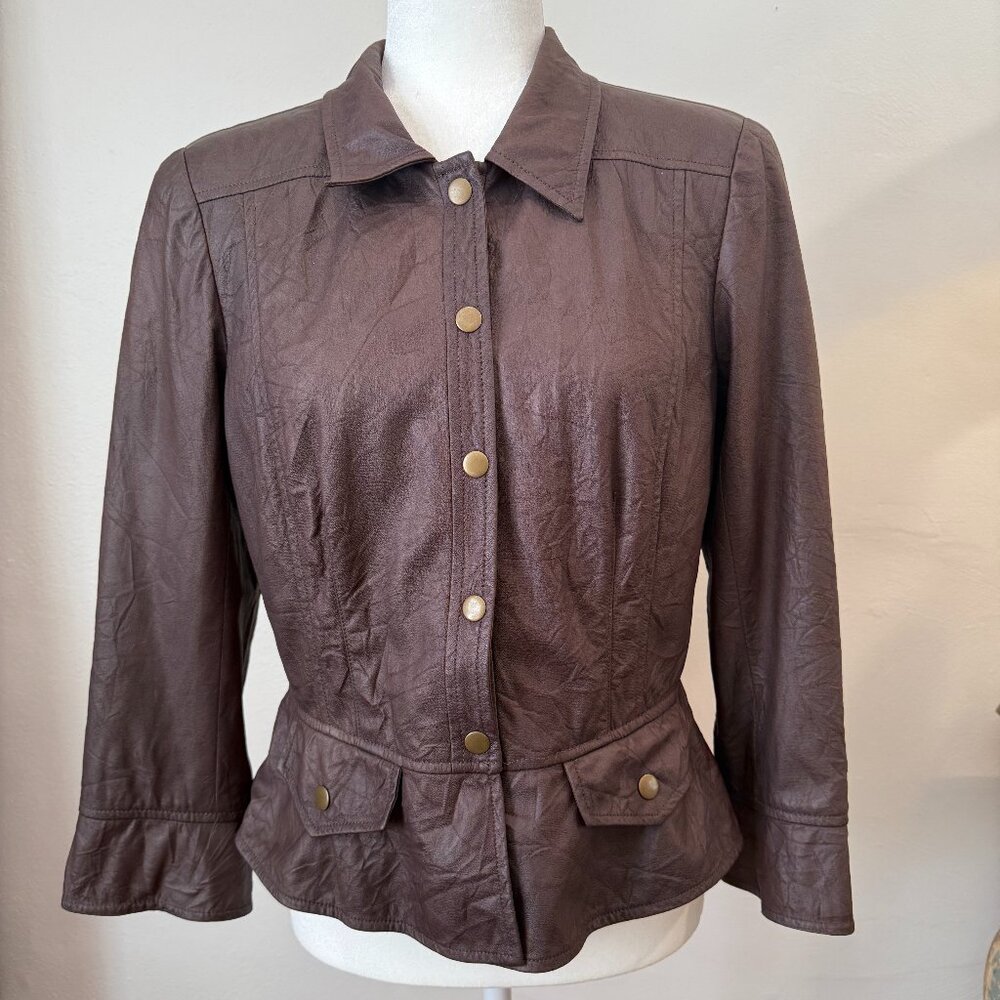 Anthracite by Muse Brown Faux Leather Jacket